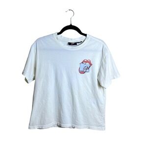 Cotton On The Rolling Stones MTV Graphic T-Shirt White Medium